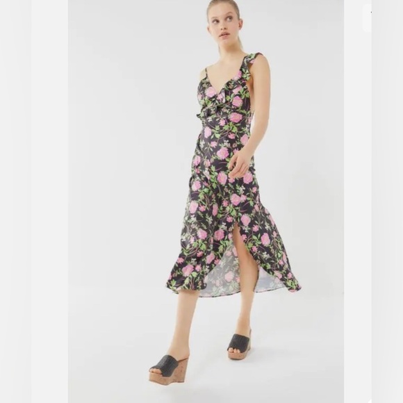 UO Flamenco Ruffle Tie Back Slip Dress - Picture 1 of 5